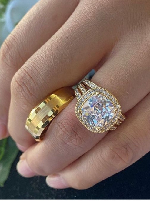 ANNA GOLD ORIGINAL Long Lasting/Non Fading 18k Gold Plated Wedding/Engagement Rings (U.S.A)