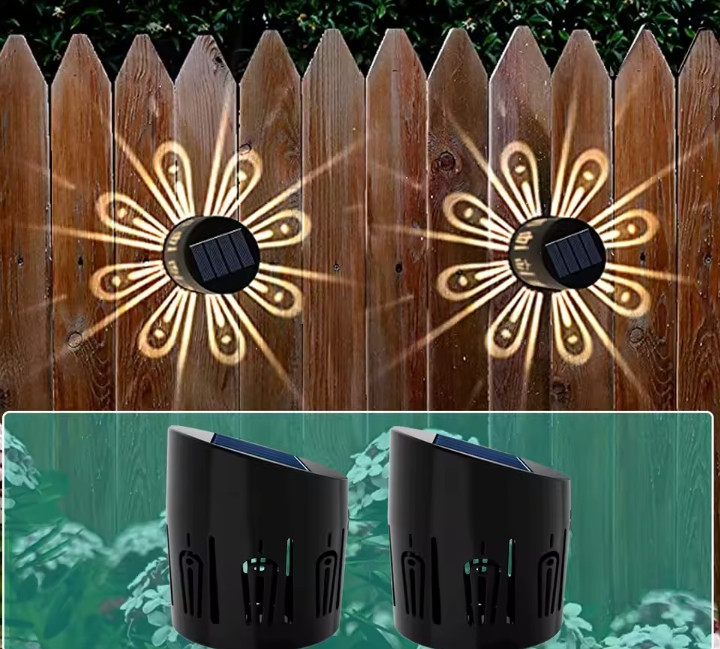 8~12 Hours Working Time Solar LED Light Outdoor ABS Low Wattage RGB Garden Lighting Fence with Shadow for Holiday Decorations