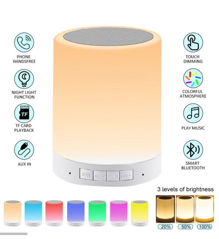 7 Color Smart Touch Control Night Light Bluetooth Speaker