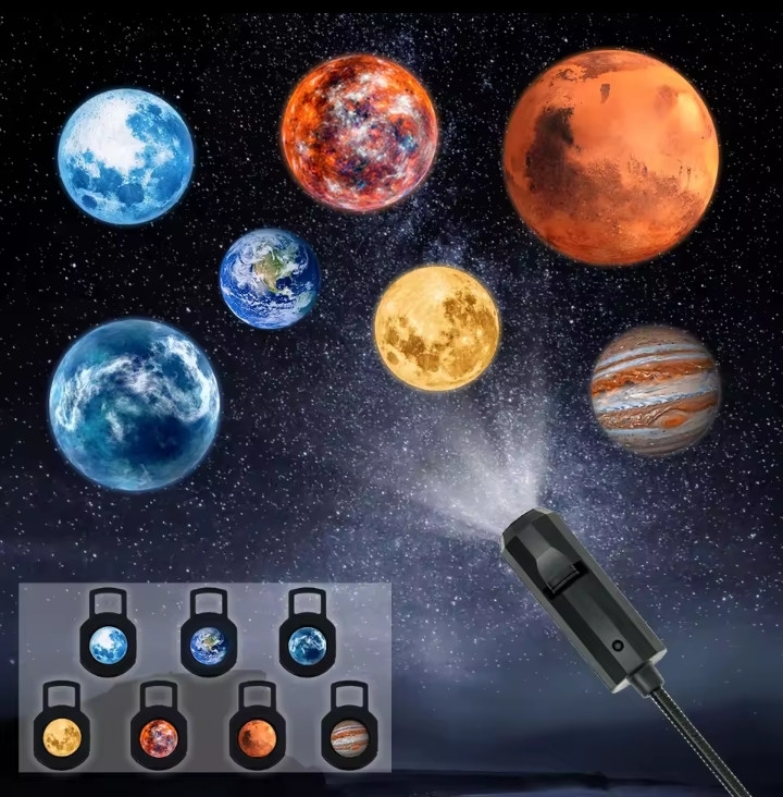 1 lamp + 7 planet projections can be replaced. Creative atmosphere night light for room ceiling
