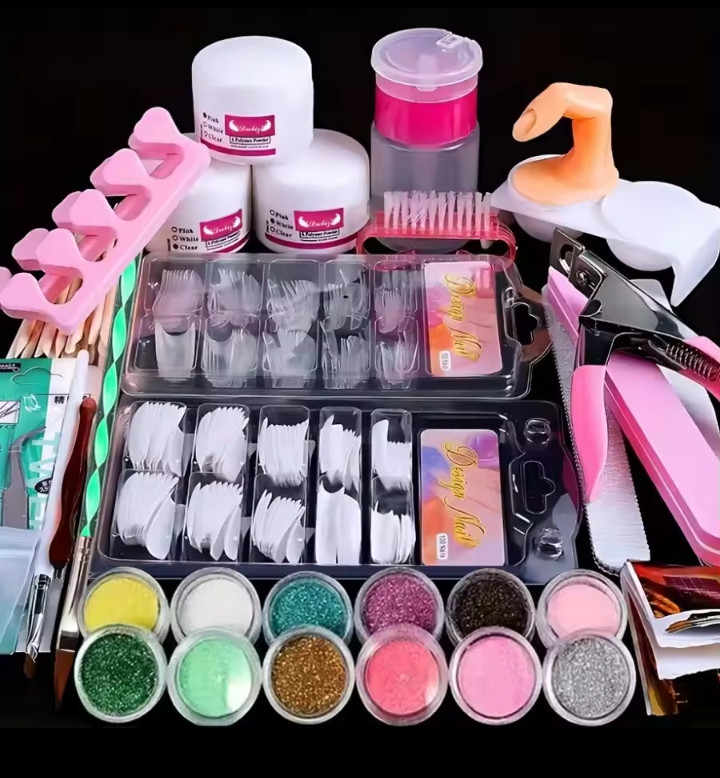 Acrylic Nail Kit for Beginners 12 Color Glitter Acrylic Powder White Clear Pink Acrylic Powder Nails Extension Professional Nail