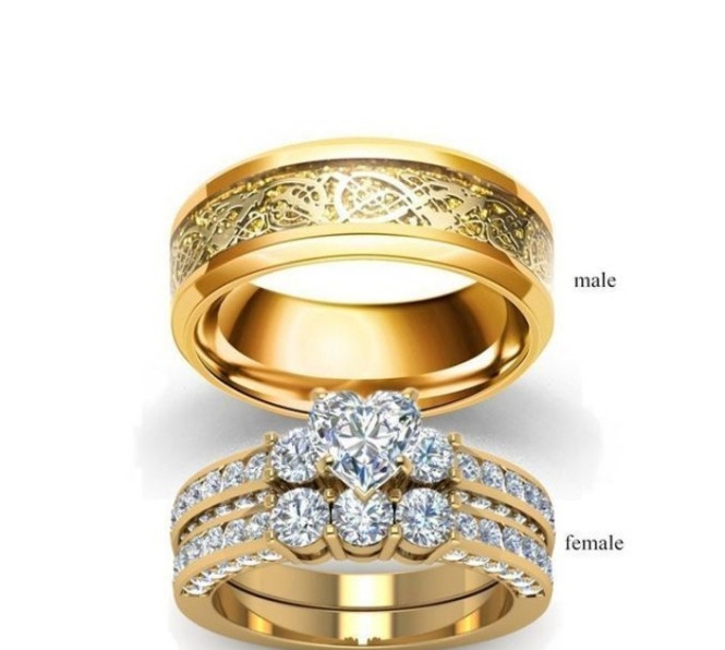 Micro-set Zircon Heart-shaped Wedding Rings Couple Ring Jewelry With Ring Box