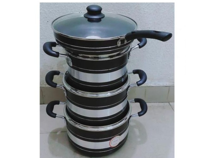 3 High Quality Non Stick Pots(20, 22, 24cm) + 24cm Fry Pan