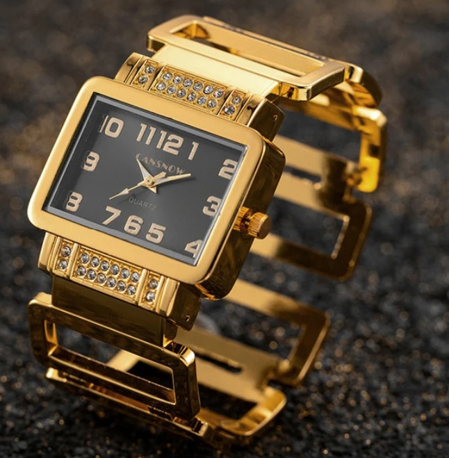 Fashion Women's Watch Luxury Ladies Gold Silver Bracelet Watches Exquisite Personality Rectangle dial Clock Gift Quality set