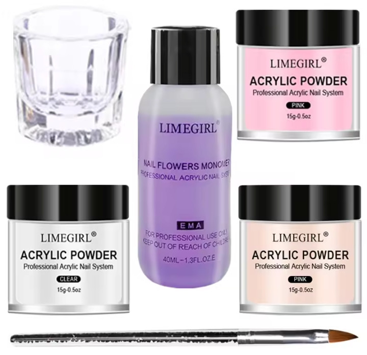 40ml Crystal Liquid With 45ml Acrylic Powder Set Lnclude Pink White Transparent Acrylic Powder Kit Suitable Beginner Nail Kit