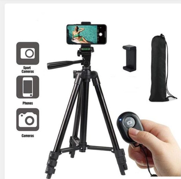 Tripod Stand Phone Camera Adjustable Stand Holder Bluetooth Remote Selfie Stick